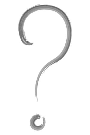 Question mark. Sketch. Hand drawn watercolor punctuation mark. Vector illustration. Outline on...