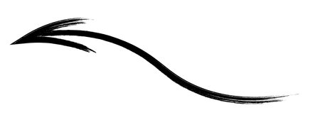 The arrow is curved. Sketch. The black curly arrow points to the left. Hand drawn sign. Vector illustration. Directional signs made from brush strokes.のイラスト素材