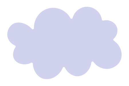 Purple figured cloud. Color vector illustration. Isolated white background. Celestial object. Puffy cloud. Flat style. Idea for web design.のイラスト素材
