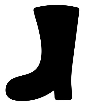 Rubber boot. Silhouette. Special clothing protecting feet from water and dirt. Vector illustration. Isolated white background. Idea for web design.のイラスト素材