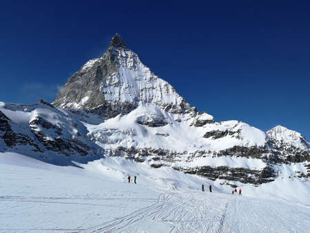 Snow-capped Matterhorn in the Swiss Alps near Zermatt, in canton of Wallisの写真素材