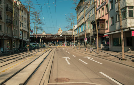 Empty streets. Closed stores. Missing tourists. Taken in Zurich/Switzerland, April 2. 2020