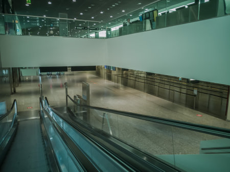 Zurich Airport with closed stores and without passengers. Taken in Zurich/Switzerland, April 16. 2020のeditorial素材