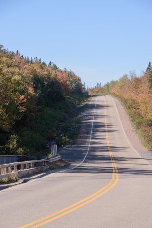 The Cabot Trail is a 298 km (185 mi) loop around the northern tip of the island, passing along and through the Cape Breton Highlands and the Cape Breton Highlands National Park.の写真素材