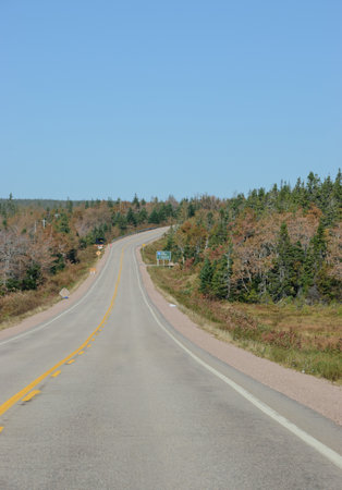 The Cabot Trail is a 298 km (185 mi) loop around the northern tip of the island, passing along and through the Cape Breton Highlands and the Cape Breton Highlands National Park.の写真素材