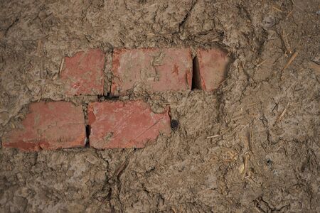 Earthen wall in earthen house.Backgroundの写真素材