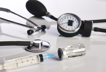 Cardiology medical equipment isolated on whiteの写真素材