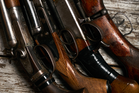 Different types of ancient hunting shotgunsの写真素材