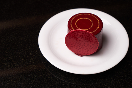 Glamor cake on pink backgroundの写真素材