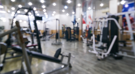 Abstract blur gym and fitness room interior for background.の写真素材