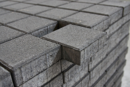 Concrete paving slabs blocks texture background, close-up.の写真素材