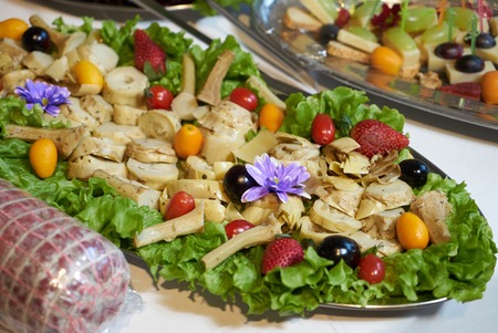 Catering wedding buffet table with canapesの写真素材