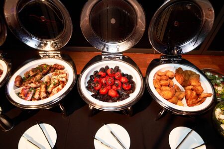 Catering buffet food in hotel restaurant.