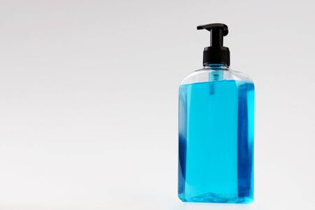 Sanitizer dispenser liquid soap bottle isolated on white background with copy space. Hand sanitizer...