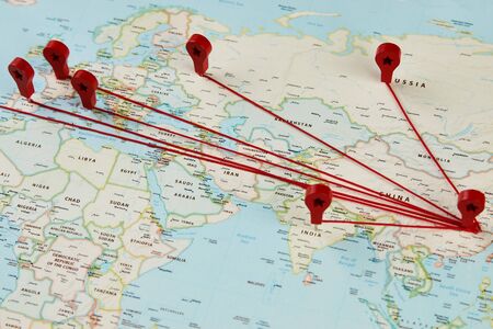 World map of Coronavirus (Covid-19). Global pandemic concept. 2019-nCovの写真素材
