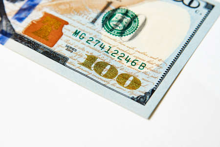 US dollars banknotes background. A one hundred American dollar bill, close-upの写真素材