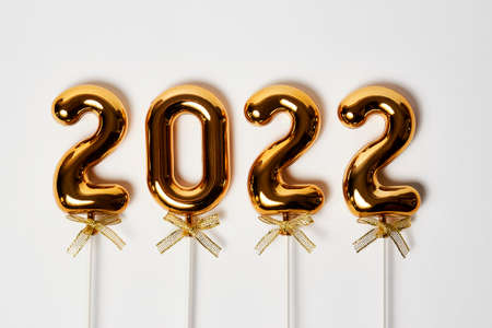 Happy New year 2022 background. Golden 2022 number as New Year celebrationの写真素材