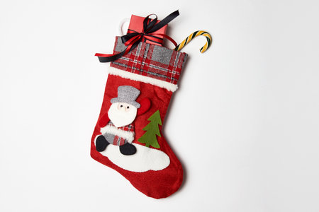 Christmas stocking isolated on white background. Christmas gift socks
