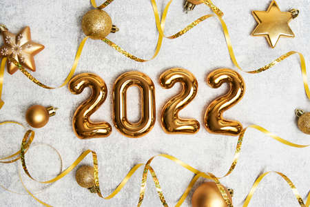 Happy new year and Christmas decoration. Christmas composition backgroundの写真素材