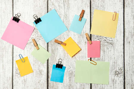 Set of paper notes background. Collection of colorful paper notes. Blank pages with space for text