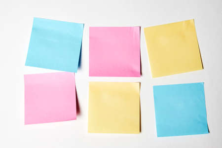 Set of paper notes background. Collection of colorful paper notes. Blank pages with space for textの写真素材