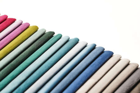 Colorful fabric samples. Fabric texture background. Textile Palette collection, close-up