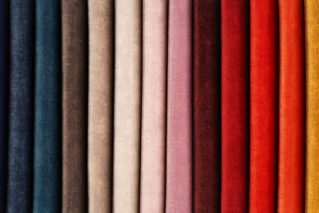 Colorful fabric samples. Fabric texture background. Textile Palette collection, close-up