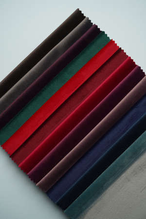Colorful textile samples. Fabric texture background. Textile Palette collection, close-up