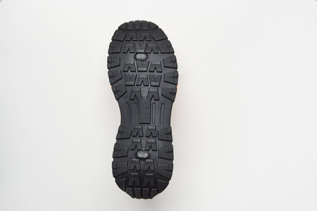 Shoe sole isolated on white background with copy space. Sport shoe sole, close-up