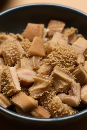 Traditional khash soup with snacks. Boiled cow stomach and tongue as caucasian gourmet foodの写真素材