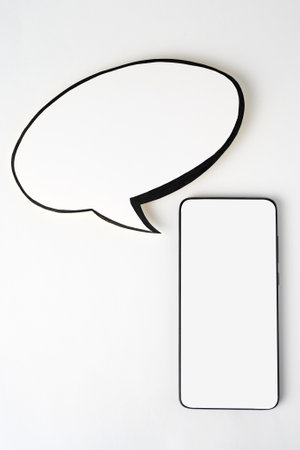 Smart phone chatting sms template bubbles. Place your own text to the message clouds. Compose dialogue using samples bubbles. Social media, promotion, advertising and mobile messaging themeの写真素材