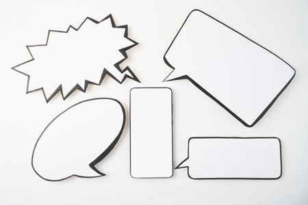 Smart phone chatting sms template bubbles. Place your own text to the message clouds. Compose...
