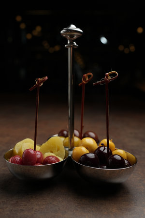 Pickled fruits and berries served as snackの写真素材