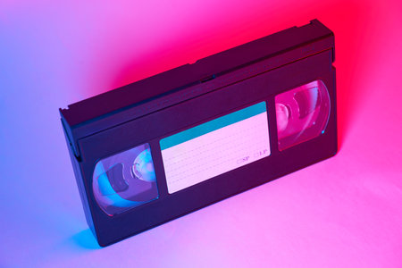 Old video tape cassette on vintage background. Retro and vintage conceptの写真素材