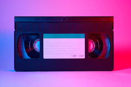 Old video tape cassette on vintage background. Retro and vintage conceptの写真素材