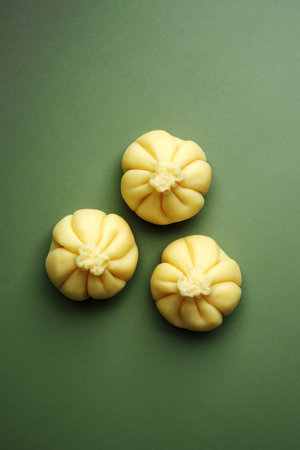 Dumplings served on a tray. Traditional cuisine