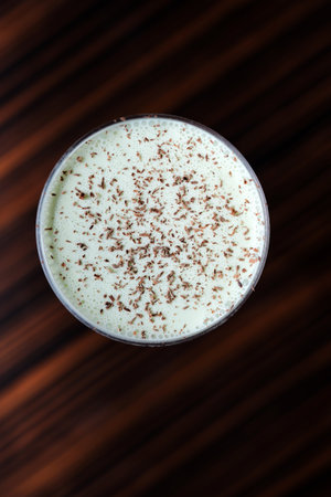 Light green cocktail in a martini glass, a variation of a Grasshopper or Alexander cocktailの写真素材