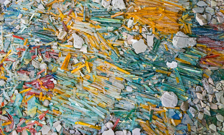 Broken glass pieces in beautiful colorsの写真素材