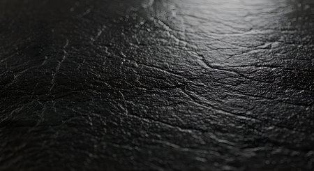 Black leather texture background. Close up of dark leather texture background.の素材