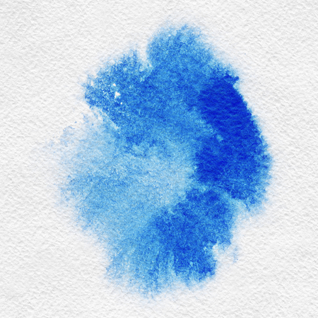 Abstract blue spot on white watercolor paper.の写真素材