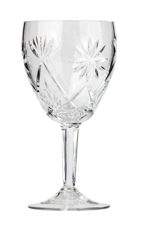 Empty old crystal wine glass isolated on white background.の写真素材