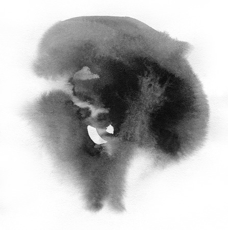 Abstract gray spot on white background. Ink drop. Gray color. Abstract background and illustration texture for design and formalization.の写真素材