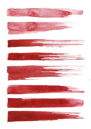 Set of abstract red watercolor stroke isolated on white background. Watercolour.の写真素材