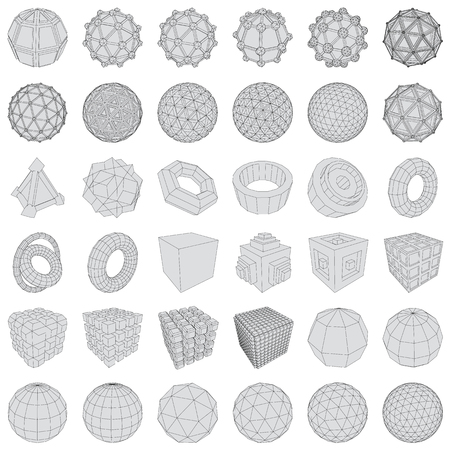 Futuristic 3d icons. Set of 3d infographic elements and symbols for user interfaceのイラスト素材