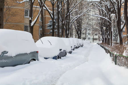 Massive snowfall in the neighbourhoodの写真素材