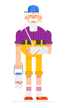 Hipster grandfather Character with Hipster Elements. Fashionable grandfather. Vector illustration design.  のイラスト素材