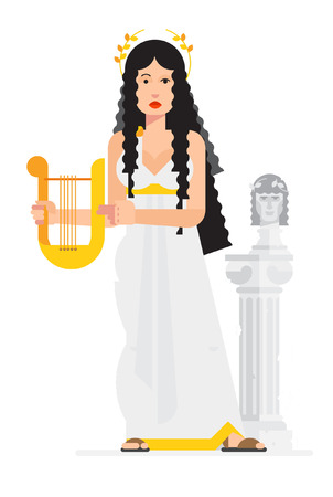  Greek goddess in the style of the cartoon. Isolated object on white background. The image is ready for printing and the site. Graffiti on the wall. Company character. Characters design. Vector flat illustration.のイラスト素材
