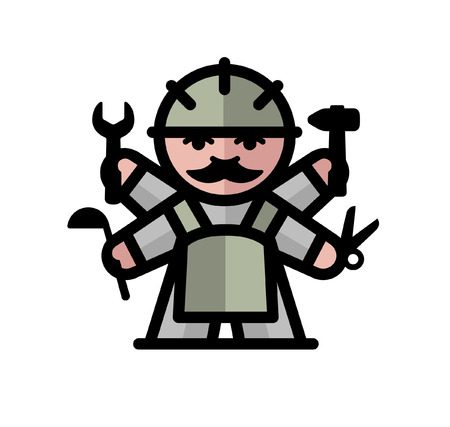 Character Sign, logo of professions. Vector flat isolated illustration on a white background. Mascot, a brand for the company.のイラスト素材