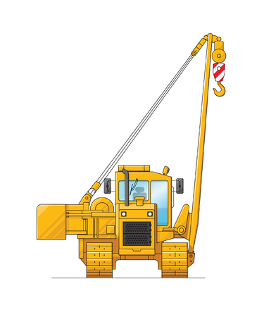 Drawing of a construction crane. Illustration of special equipment. Set of icons. Amazing illustration for website, print and project. Illustrations isolated on white background. The flat vector.のイラスト素材