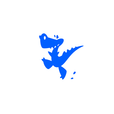 Illustration of a small cartoon dinosaur. Vector illustration. Children's logo Dinosaur. Image is isolated on white background. Logo, emblem for the company. Mascot company. Icon of the reptile.のイラスト素材